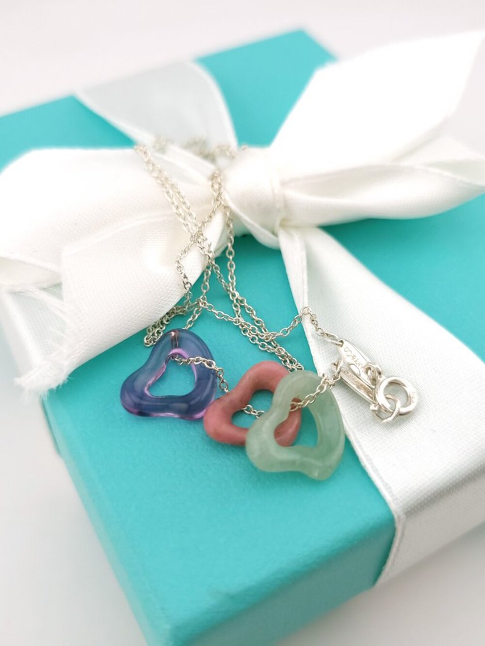 Tiffany Co Silver Elsa Peretti Aventurine Rhodonite Amethyst Open Heart Pendant
